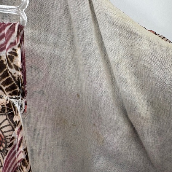 Denim 24/7 Maxi Dress 28W Pink Brown Paisley Peacock Ruffle V-Neck Sleeveless - Picture 5 of 10